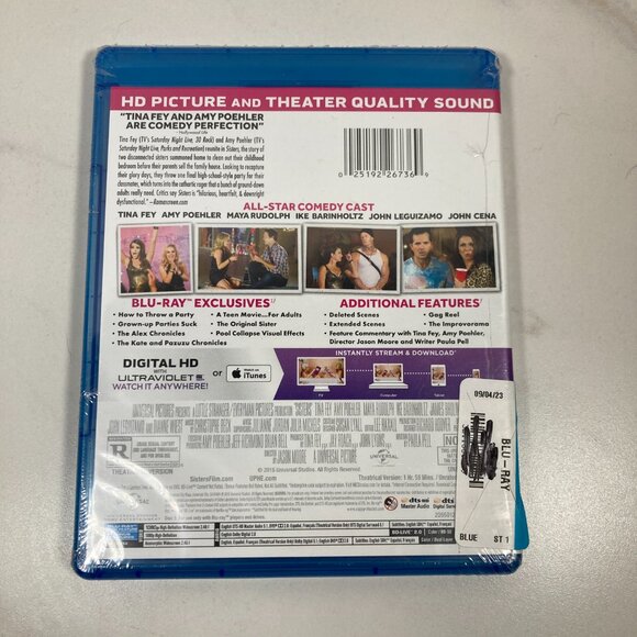 Sisters Blu-Ray / DVD / Digital Copy Movie  - Sealed - NWT - Picture 2 of 2